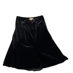 Notations Womens M Black Velour Midi Fit & Flare Skirt Holiday Wear Fairy Goth